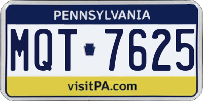 PA license plate MQT7625