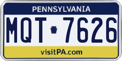 PA license plate MQT7626