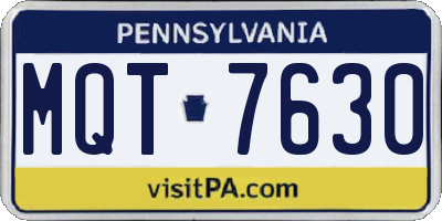 PA license plate MQT7630