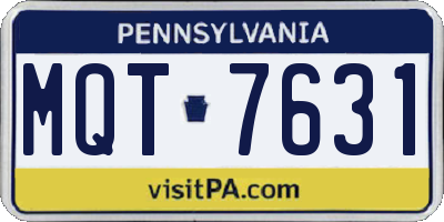 PA license plate MQT7631