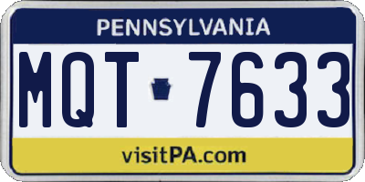 PA license plate MQT7633