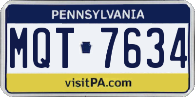 PA license plate MQT7634