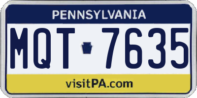 PA license plate MQT7635
