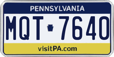 PA license plate MQT7640