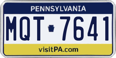 PA license plate MQT7641