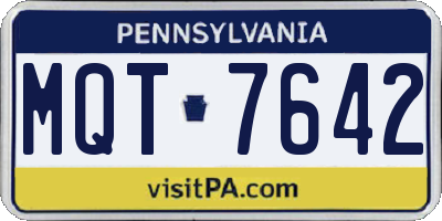PA license plate MQT7642