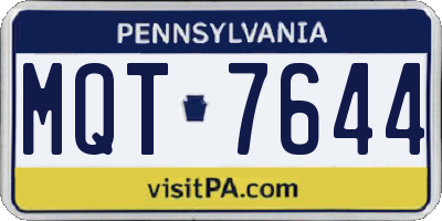 PA license plate MQT7644