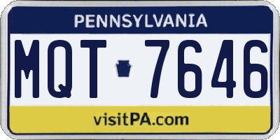 PA license plate MQT7646