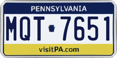 PA license plate MQT7651