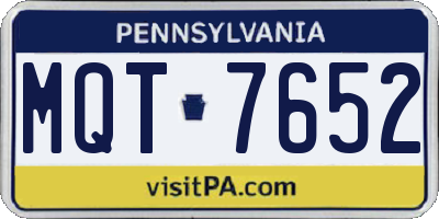 PA license plate MQT7652