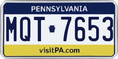 PA license plate MQT7653