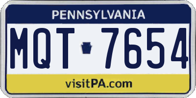 PA license plate MQT7654