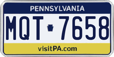 PA license plate MQT7658