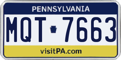 PA license plate MQT7663