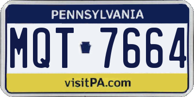 PA license plate MQT7664