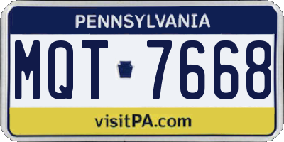 PA license plate MQT7668