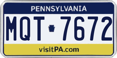 PA license plate MQT7672