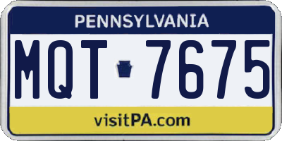 PA license plate MQT7675