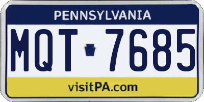 PA license plate MQT7685