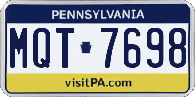 PA license plate MQT7698