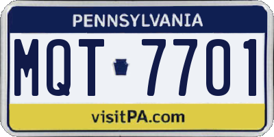 PA license plate MQT7701