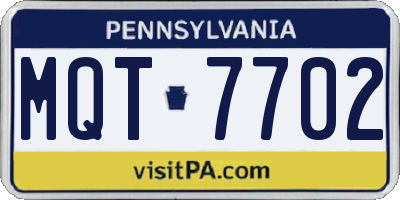 PA license plate MQT7702