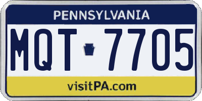 PA license plate MQT7705