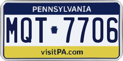 PA license plate MQT7706