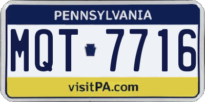 PA license plate MQT7716