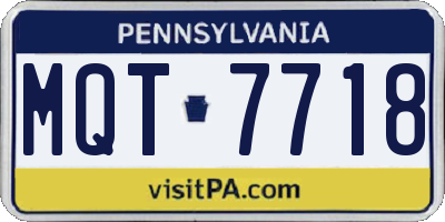 PA license plate MQT7718
