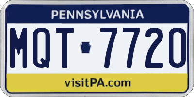 PA license plate MQT7720