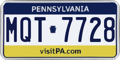 PA license plate MQT7728