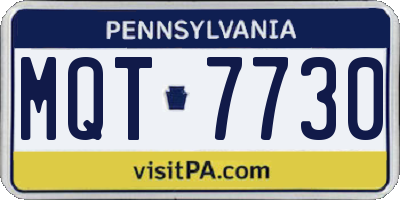 PA license plate MQT7730