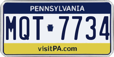 PA license plate MQT7734