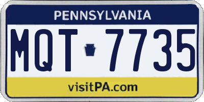 PA license plate MQT7735