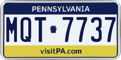 PA license plate MQT7737