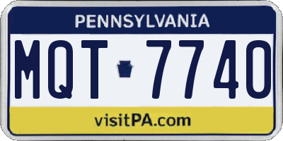 PA license plate MQT7740