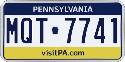 PA license plate MQT7741
