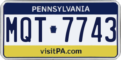 PA license plate MQT7743