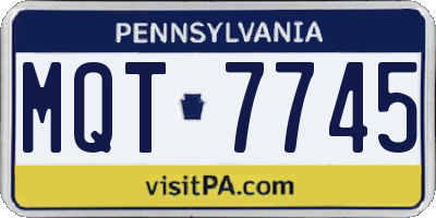 PA license plate MQT7745