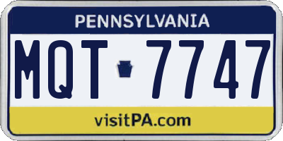PA license plate MQT7747
