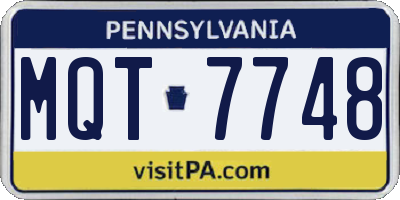 PA license plate MQT7748