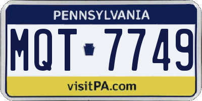 PA license plate MQT7749