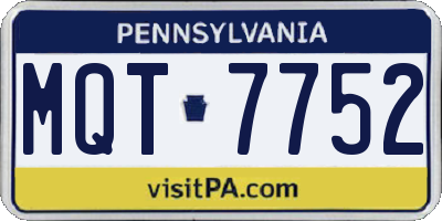 PA license plate MQT7752