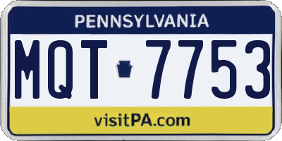 PA license plate MQT7753