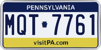 PA license plate MQT7761
