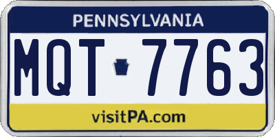 PA license plate MQT7763