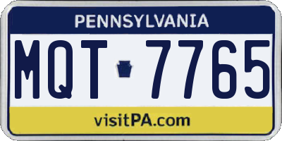 PA license plate MQT7765