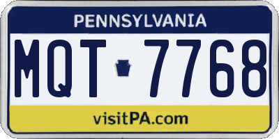 PA license plate MQT7768