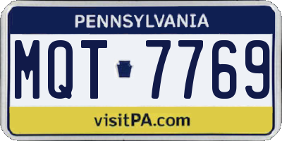 PA license plate MQT7769